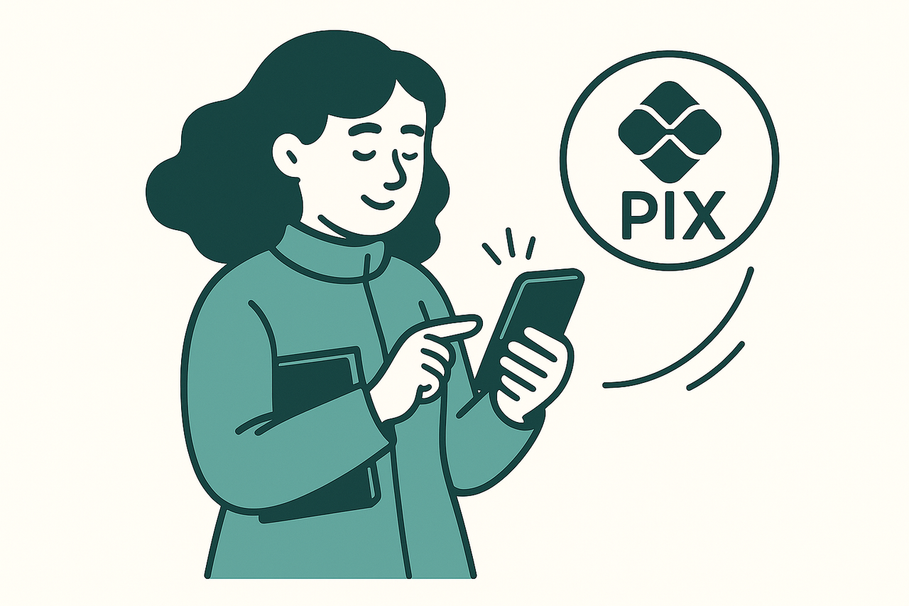 Integração com celular mostrando PIX - recurso em breve