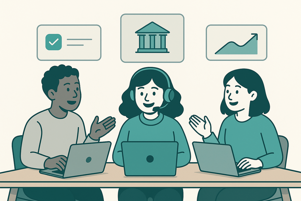 Equipe BPO NovaTrust trabalhando