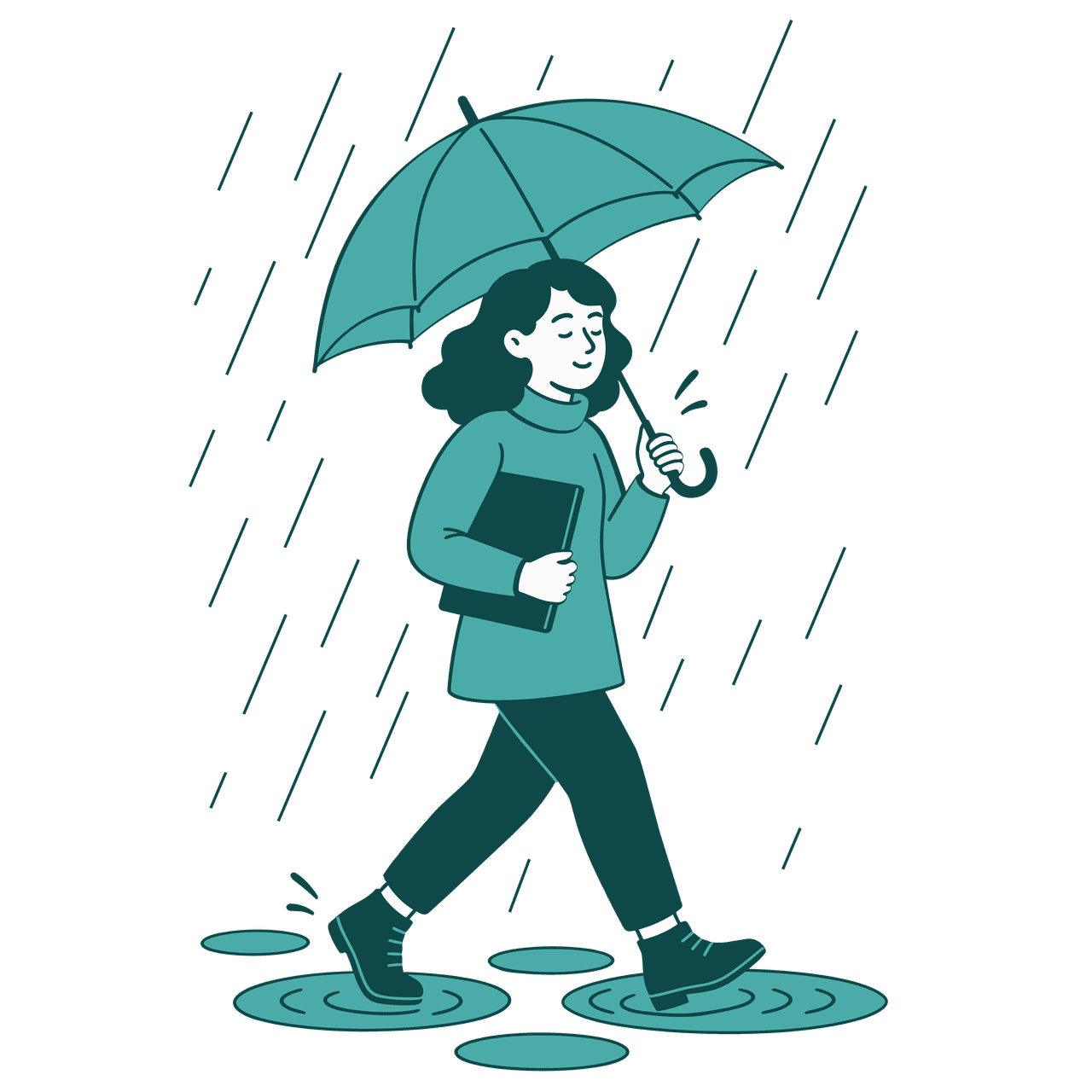 Nova, mascote da NovaTrust, abrindo guarda-chuva sobre uma chuva de tarefas financeiras